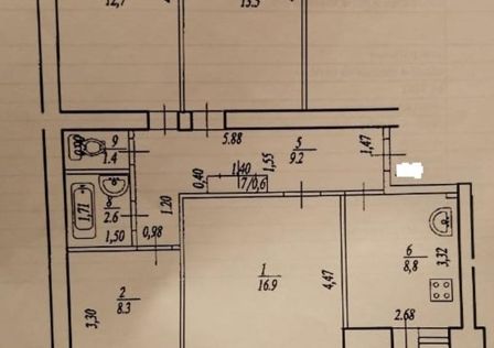 Продаётся 4-комнатная квартира, 83.5 м²